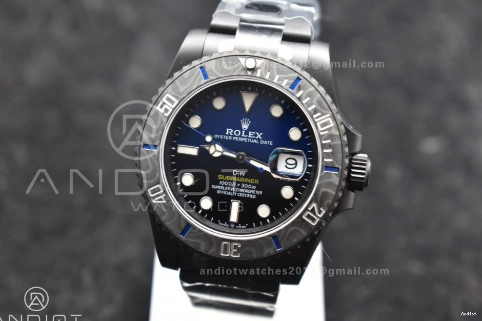 Sandblasted DIW Bracelet Dial Best Edition DLC on VS3135 Blue Submariner VSF 1:1 DLC Black 0117